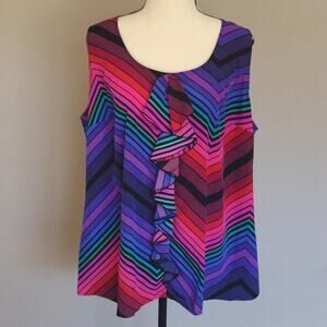 Lane Bryant Multicolor Ruffle Tank